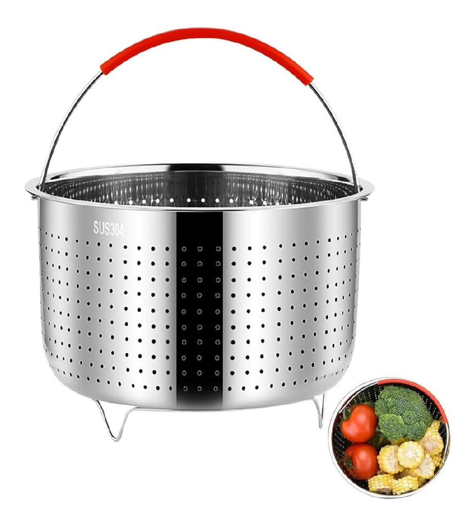 Panier CuitVapeur Vapeur en Acier Inoxydable 304 OD 216cm Petit CuitVapeur CuitVapeur en Acier Inoxydable avec Poignee en Silicone destine a Cuire Les Legumes Casseroles 6L