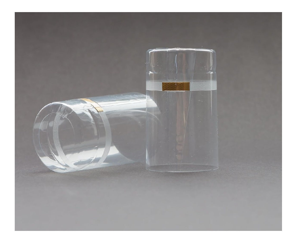 Capsules transparentes retractables avec bande dechirable ? 325 mm/longueur 55 mm pour bouchons du bouteille 75 pieces