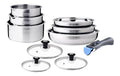 Batterie Martin Arthur de Cuisine 10 Pieces Inox Poignee Amovible acier inoxydable satine poignee amovible interieur gradue sans revetement tous feux dont induction
