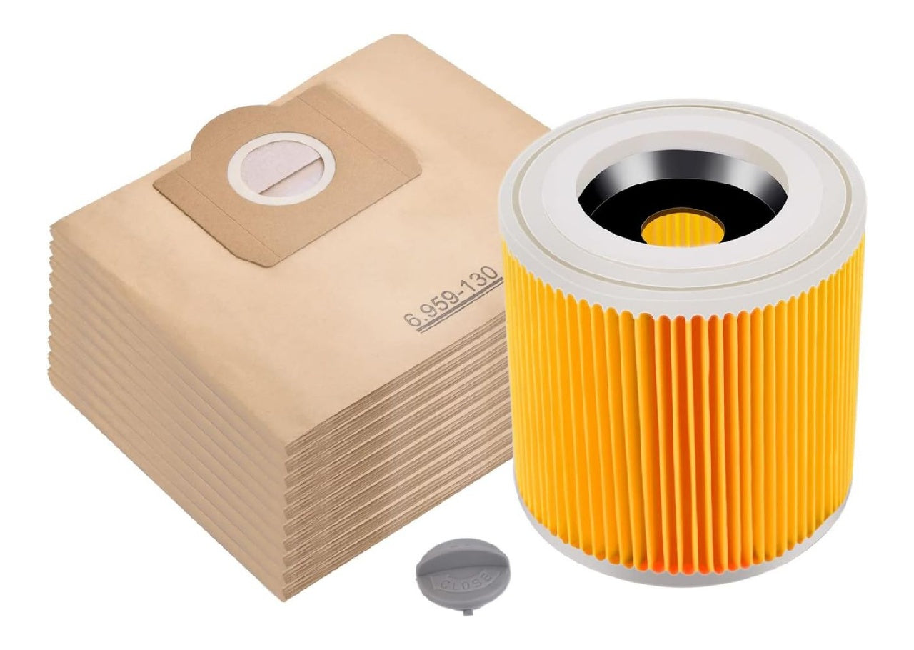 10 Rebirthcare Sac d'aspirateur et 1 Filtre destine a WD3 WD3 Premim Remplacement pour 69591300 sac 64145520 filtre a cartoucheSE 4001 SE 4002 WD3200