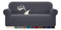 Housse Granbest de canape stretch impermeable en spandex jacquard avec mousse antiderapante 3 places gris